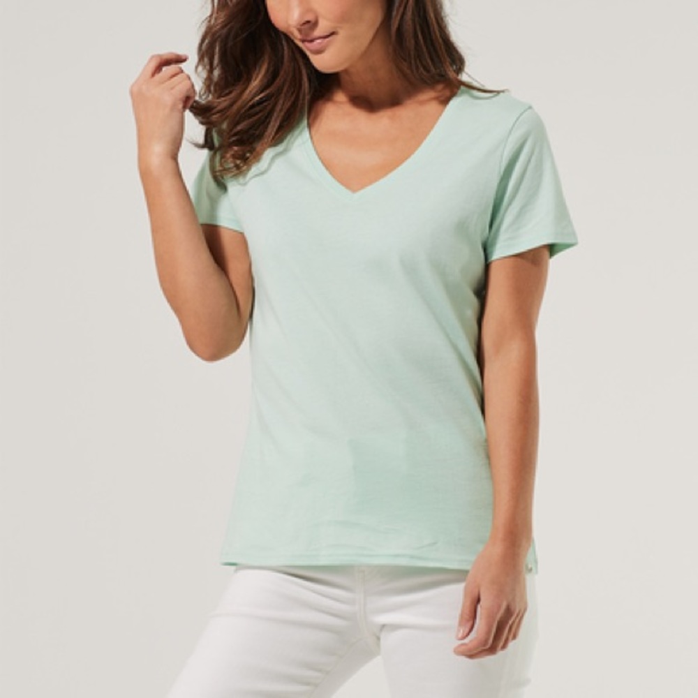 Women's Mist Green Mid-Weight V-Neck Tee S